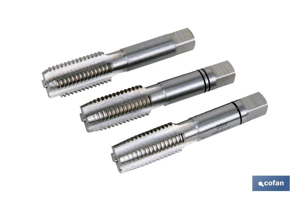 SET 3 MACHOS MANUALES - M3 X 0.50 mm (PACK: 1 UDS) SET 3 MACHOS MANUALES - M3 X 0.50 mm (PACK: 1 UDS)