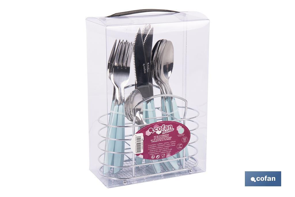 SET DE CUBIERTOS 24 PIEZAS ACERO INOXIDABLE COLOR AZUL (PACK: 1 UDS)