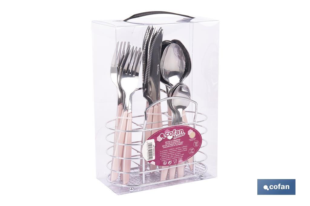SET DE CUBIERTOS 24 PIEZAS ACERO INOXIDABLE COLOR ROSA (PACK: 1 UDS)