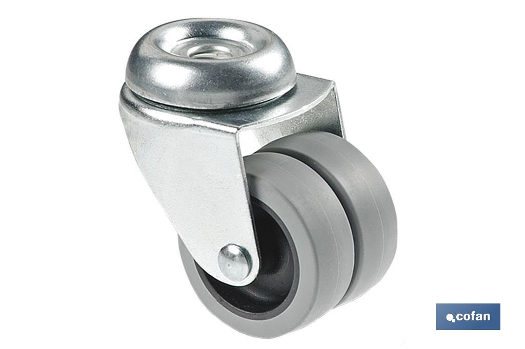 RUEDA DOBLE POLIPROPILENO PASANTE Ø50MM (PACK: 1 UDS) RUEDA DOBLE POLIPROPILENO PASANTE Ø50MM (PACK: 1 UDS)