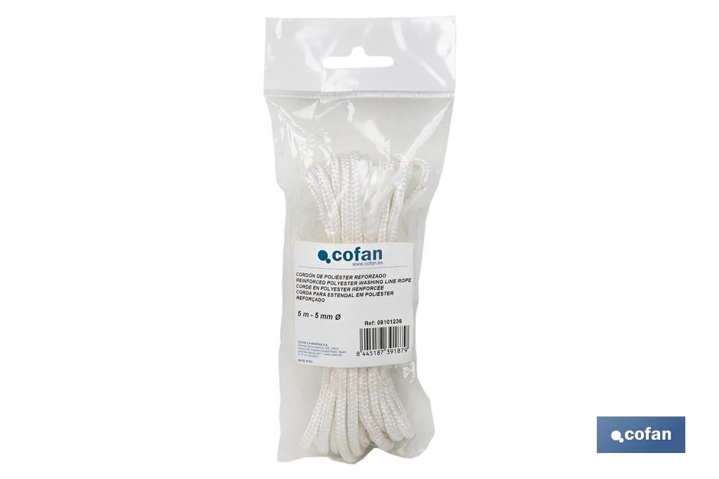 MADEJA CORDÓN POLIÉSTER REFORZADO 5 MM 5 M BLANCO (PACK: 1 UDS)