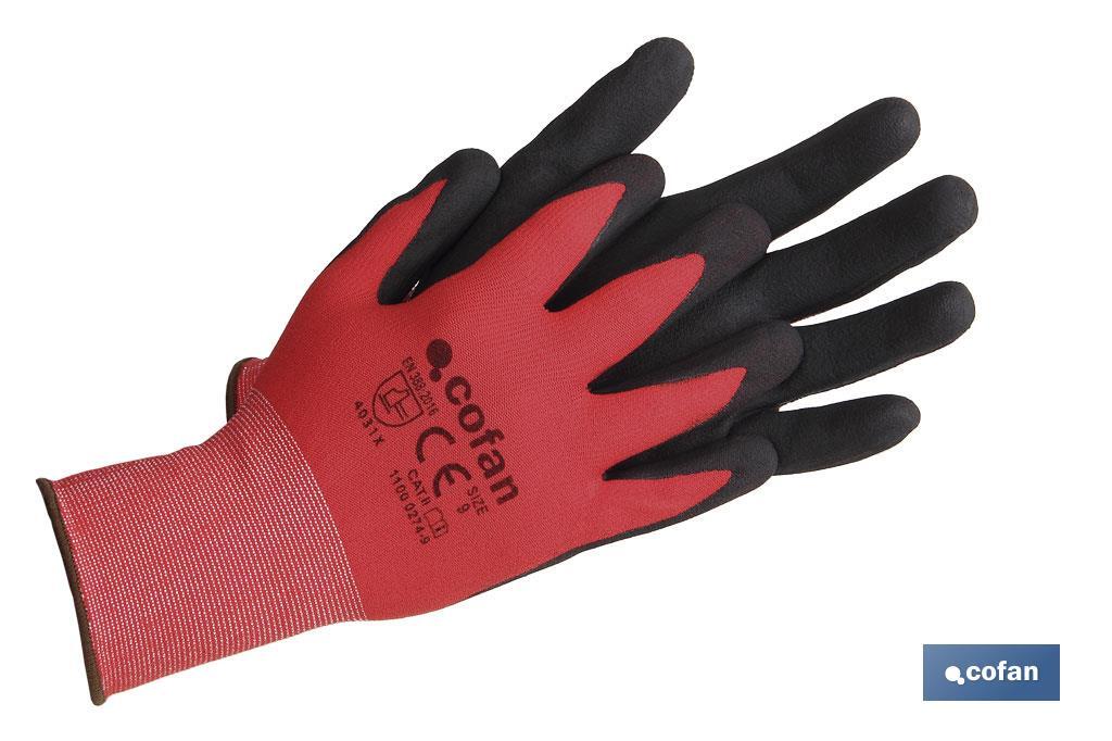 GUANTE IMPREGNADO SANDY COATED ROJO/NEGRO TALLA 7 VENTA UNITARIA (PACK: 1 UDS)