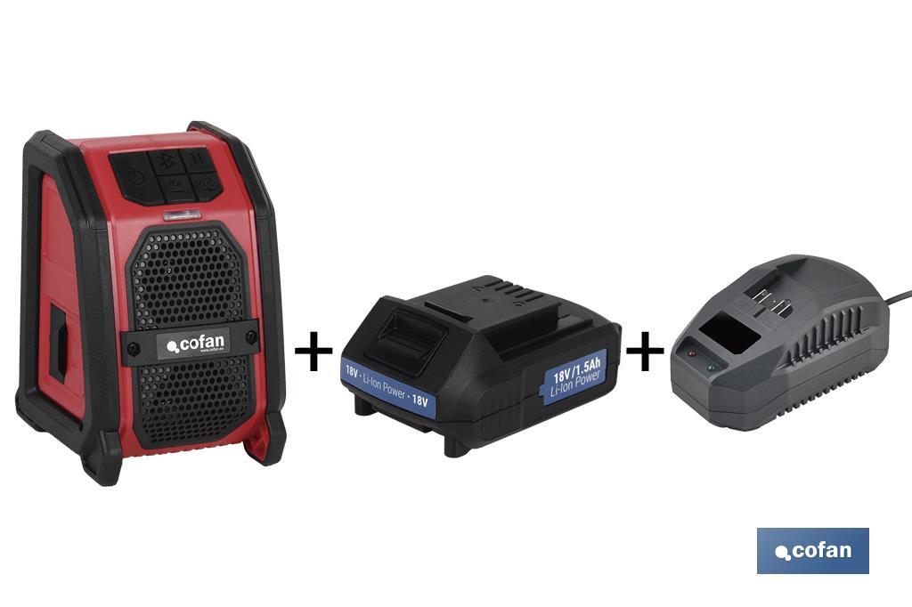 PACK DE ALTAVOZ BLUETOOTH, BATERIA 1.5AH Y CARGADOR (PACK: 1 UDS)