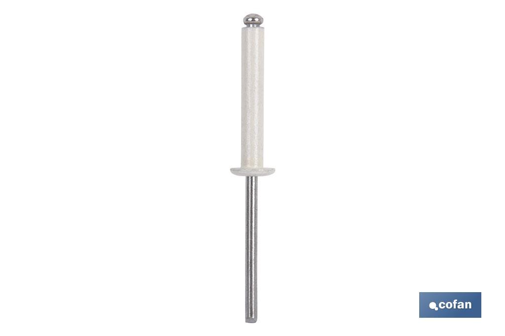 REMACHE ALUMINIO NORMAL BLANCO 4 X 12 MM (PACK: 500 UDS) REMACHE ALUMINIO NORMAL BLANCO 4 X 12 MM (PACK: 500 UDS)