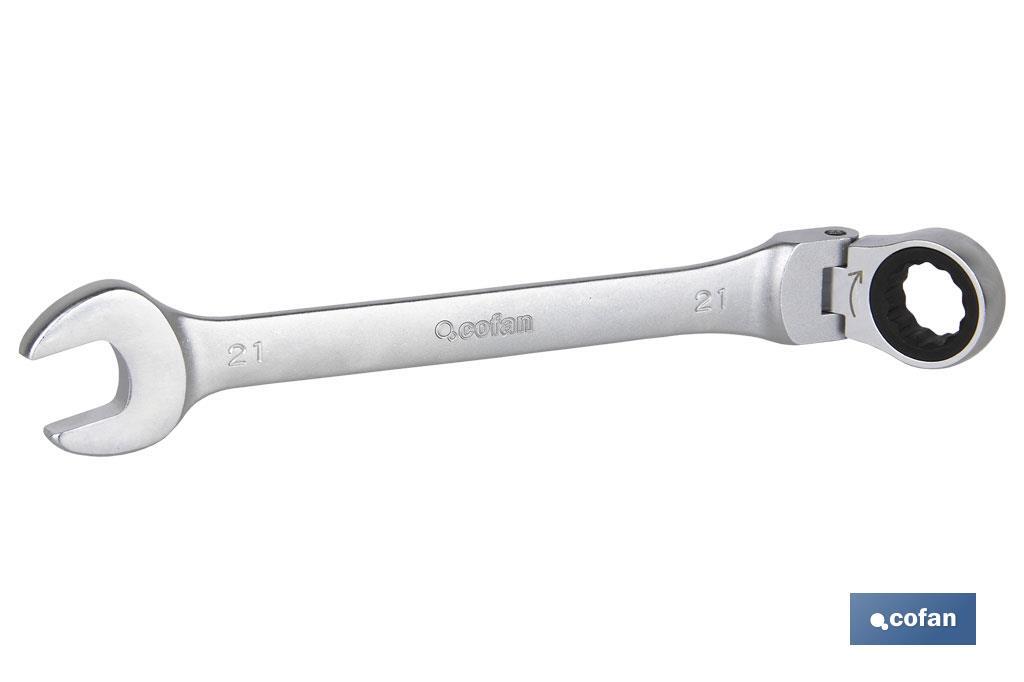 LLAVE COMBINADA ARTICULADA 180º DE CARRACA 21MM (PACK: 1 UDS) LLAVE COMBINADA ARTICULADA 180º DE CARRACA 21MM (PACK: 1 UDS)
