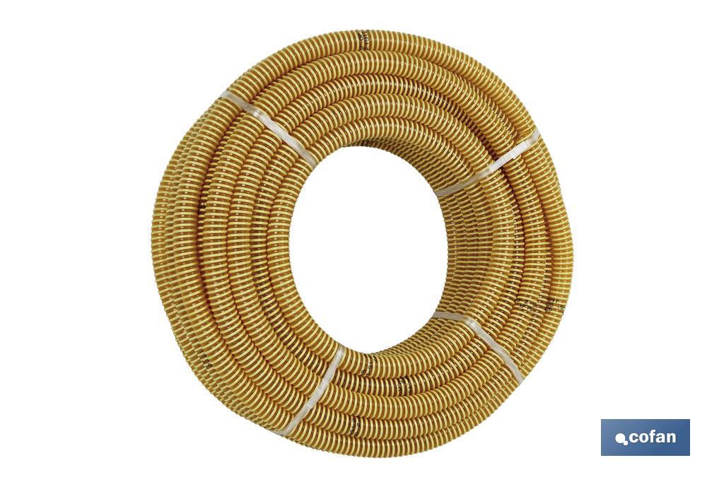 ROLLO DE TUBO DE ASPIRACIÓN ESPIRAL AMARILLO  Ø20 MM 25 M (PACK: 1 UDS)