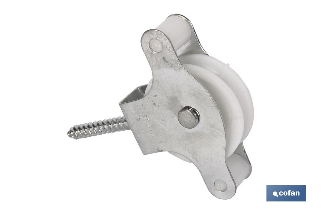 2 UDS POLEA CON TIRAFONDO 40 MM (PACK: 12 UDS) 2 UDS POLEA CON TIRAFONDO 40 MM (PACK: 12 UDS)
