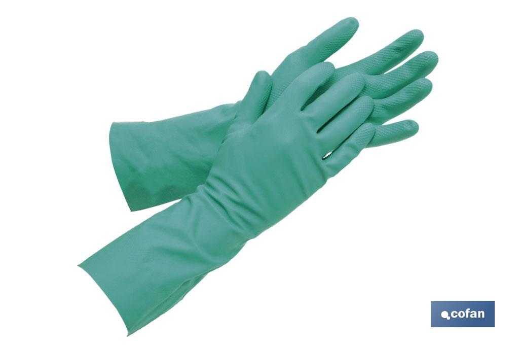 Guantes de nitrilo verde | Flocado de algodón interior | Elásticos y resistentes | Cómodos y seguros