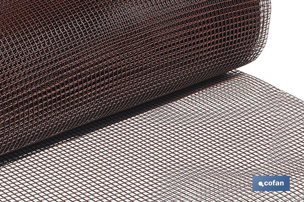 Malla de PVC| Hueco cuadrado de 10 mm | Color marrón |Medida 1 x 25 m