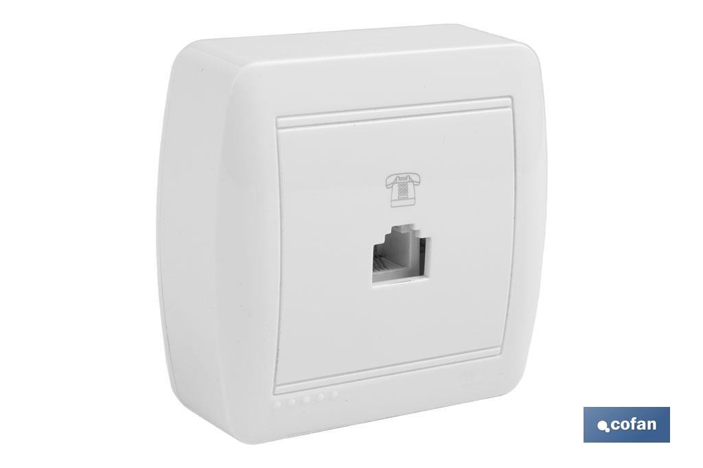 Base para Teléfono RJ11 de superficie | Modelo Atlantis | Color blanco | 10 A - 250 V